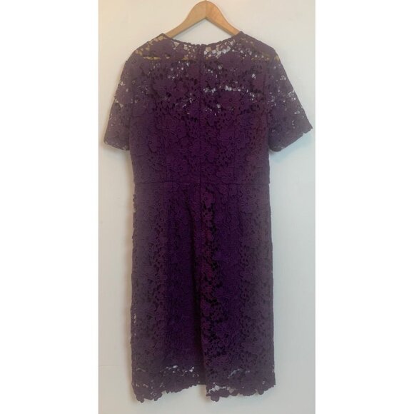 DONNA MORGAN Purple All-Over Floral Lace Sheath Dress Special‎ Occasion Sz 12 - Picture 2 of 12